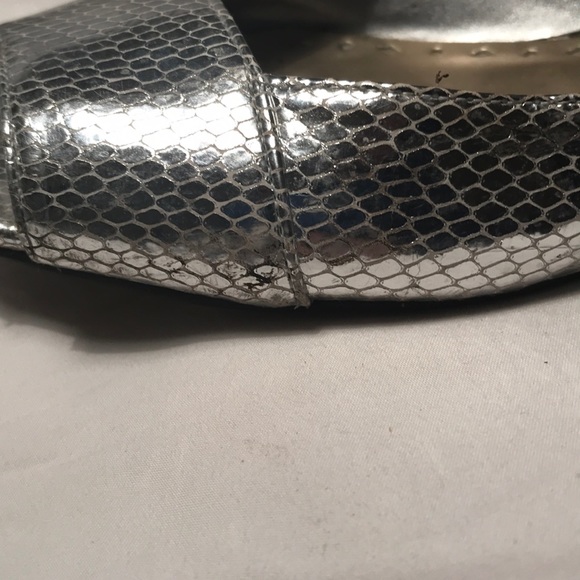 BCBGirls Silver Open Toe Flats, 6B - Picture 6 of 6